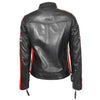 Ladies Leather Cafe Racer Biker Jacket Motorcycle Badges Rosa Black 2