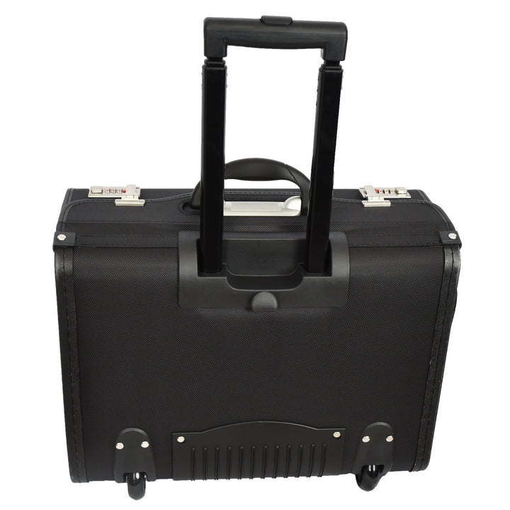House Of Leather Wheeled Pilot Case Black Ballistic Nylon, Cabin Size Large Briefcase Business Travel Case CoPilot