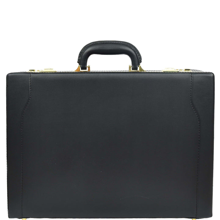 Leather Attache Case Twin Combination Lock Briefcase Expandable HOL1196 2