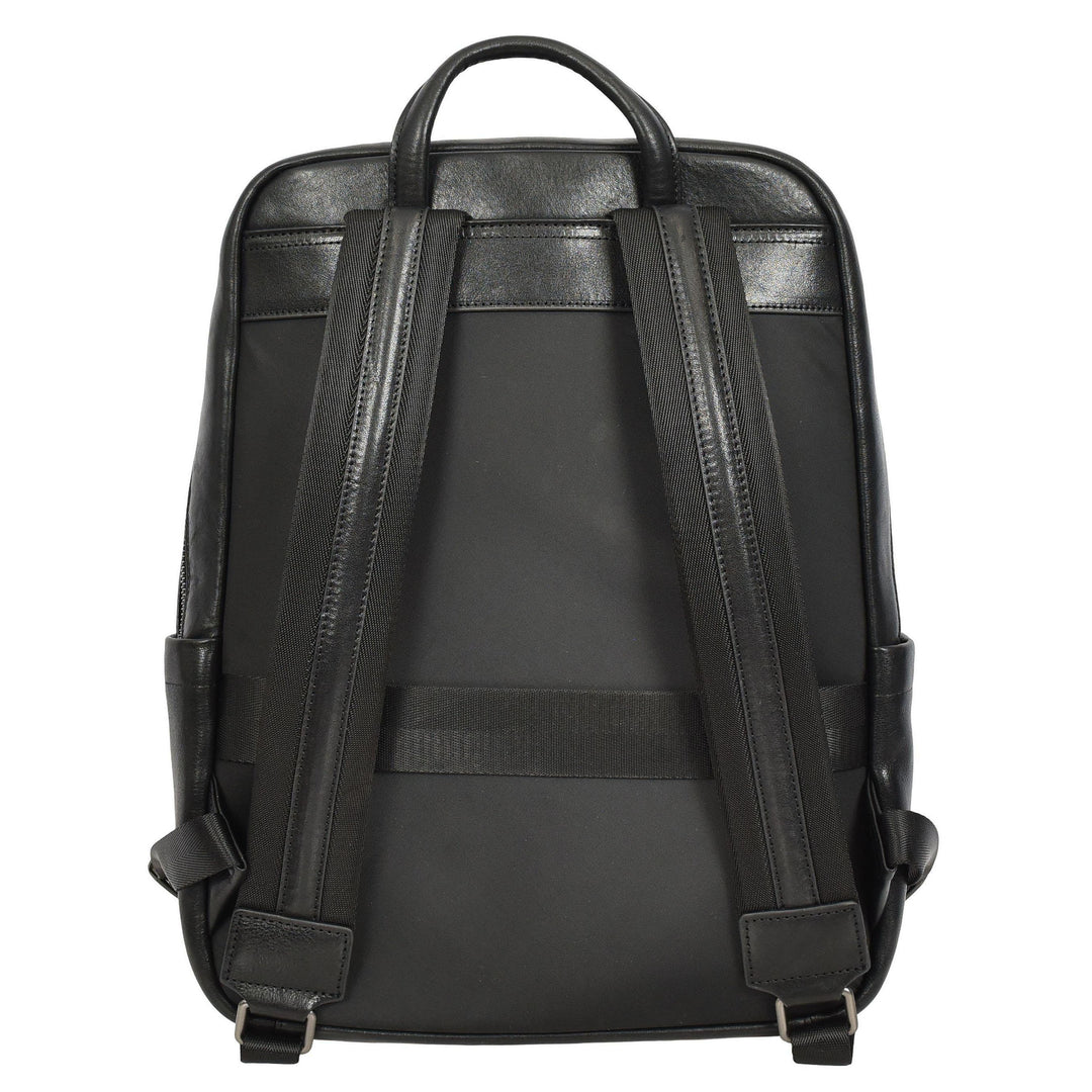 Real Leather Laptop Backpack Daypack Rucksack for Work & Travel Ridge Black