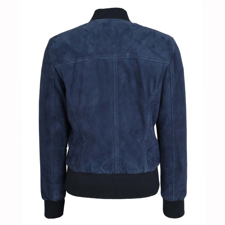Womens Real Goat Suede Bomber MA-1 Jacket Faye Blue 2