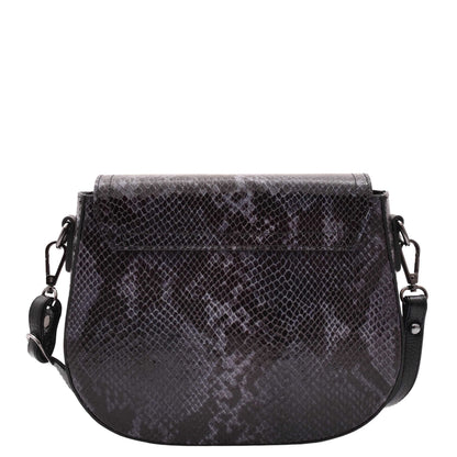 Leather Small Size Cross Body Bag for Women Snake Print Zora Navy 2