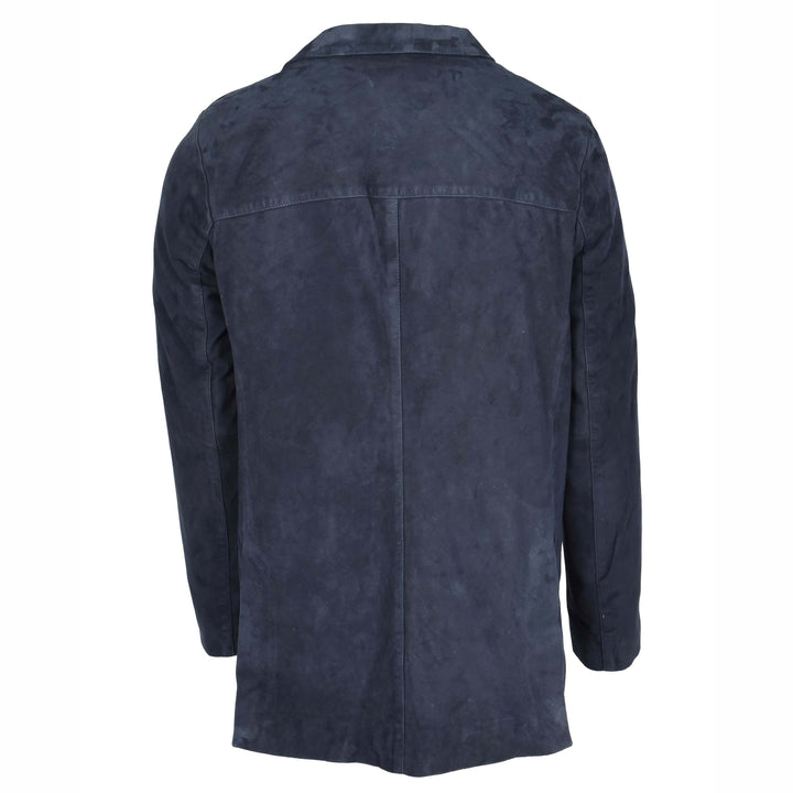 Mens Real Goat Suede Blazer Two Button Classic Jacket Zavi Navy 5