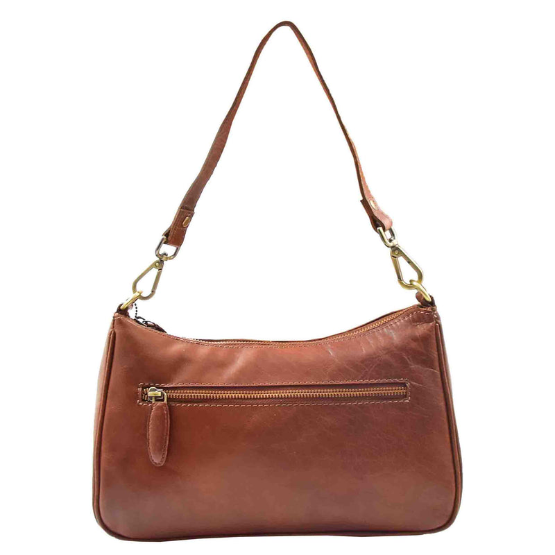 Womens Classic Leather Shoulder Cross Body Bag ATHENS Chestnut 2