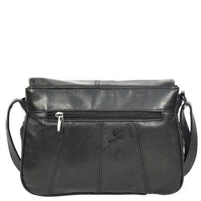 Womens Messenger Cross Body Leather Bag Medium HOL1591 Black 2