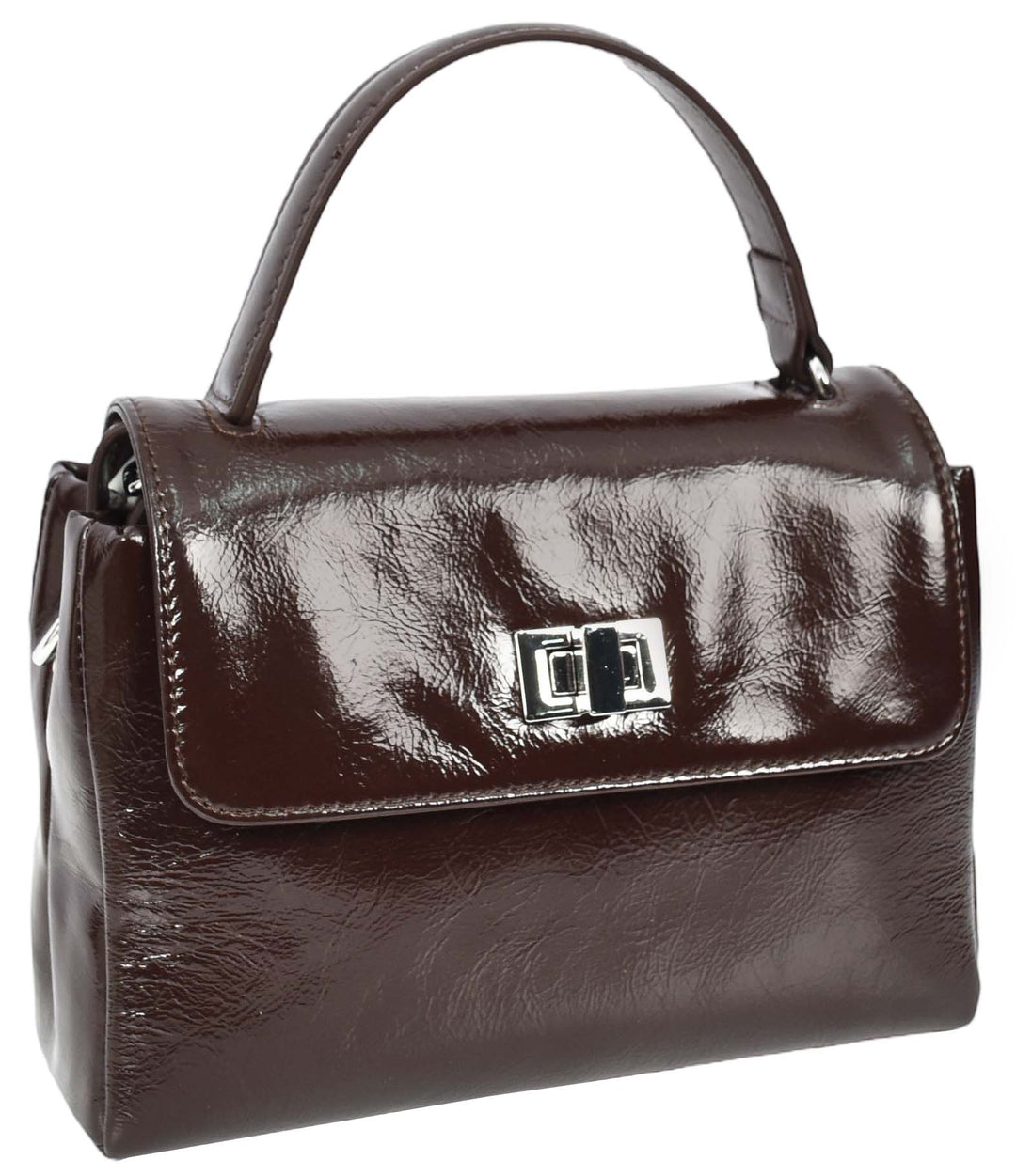 Womens Real Leather Handbag Mini Top-Handle Tote Style Aria Brown-3