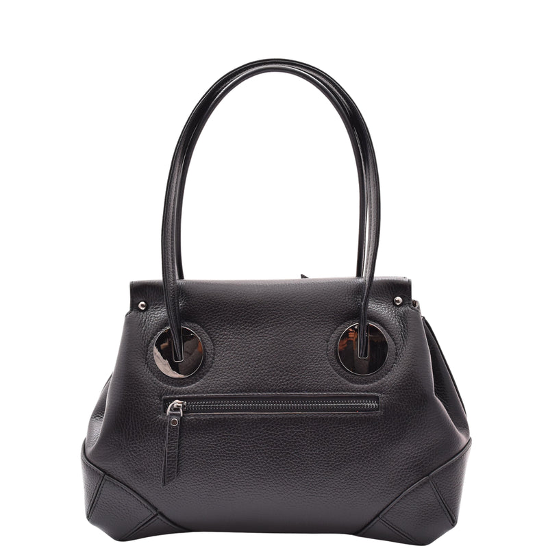 Leather Shoulder bag For Women Zip Medium Tote Handbag Susan Black 2