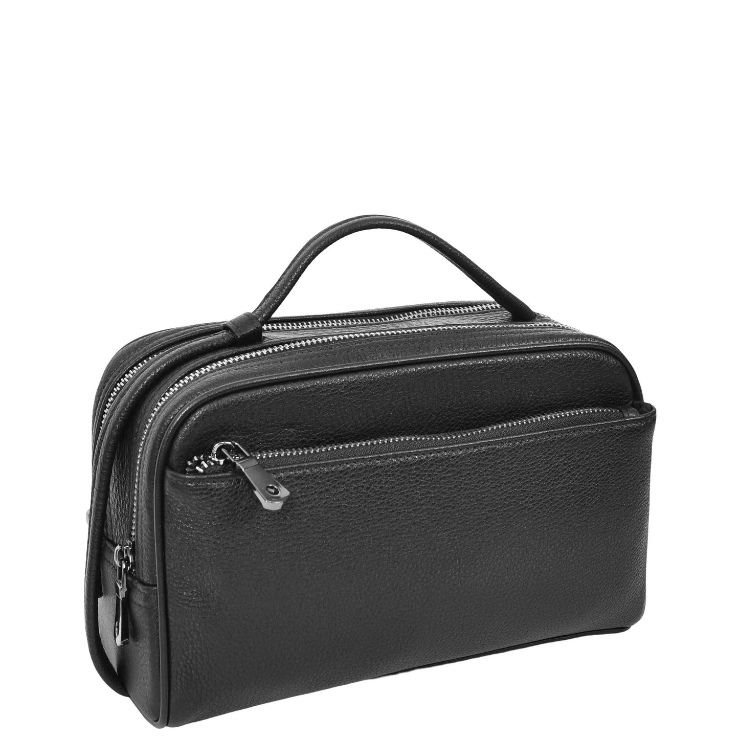 Real Leather Toiletry Wash Bag Alexander Black