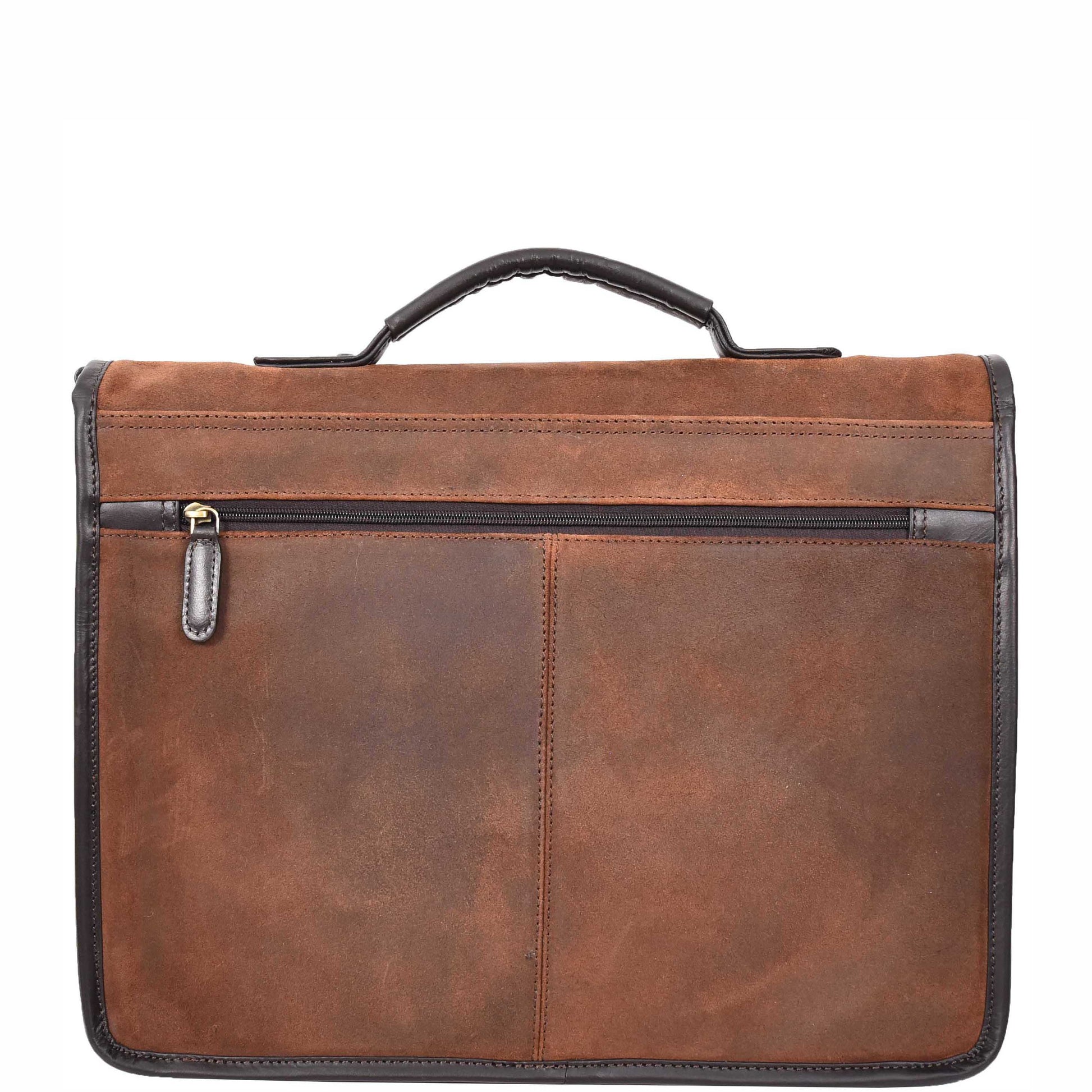 Mens Real Leather Organiser Laptop Bag Vintage Brown Briefcase Finn 2