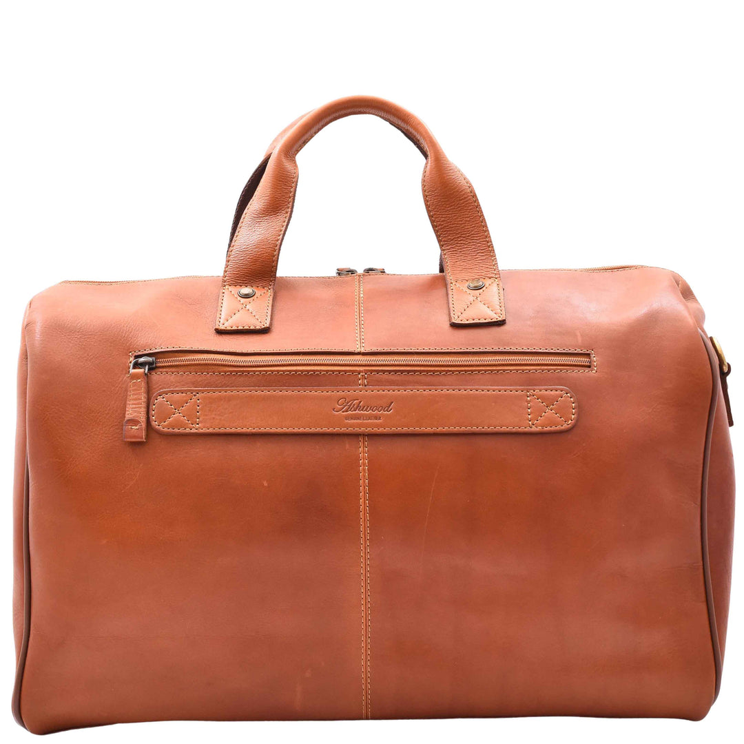 Genuine Leather Travel Holdall Overnight Bag HL015 Honey 2
