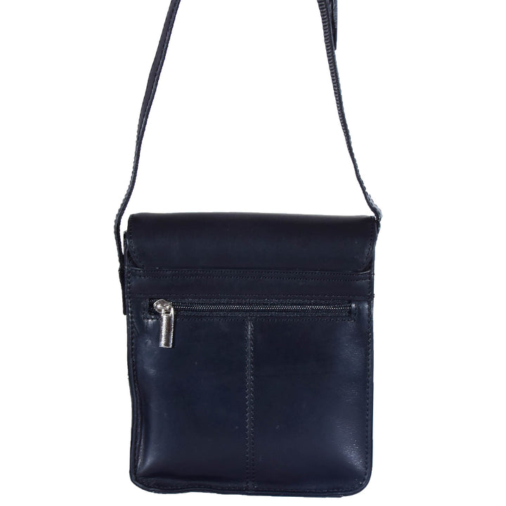 Mens Casual Real Leather Cross Body Organiser Bag NAPLES Black 2