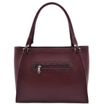 Womens Multi Pockets Grained Leather Shoulder Bag Large Size Grace Burgundy 2