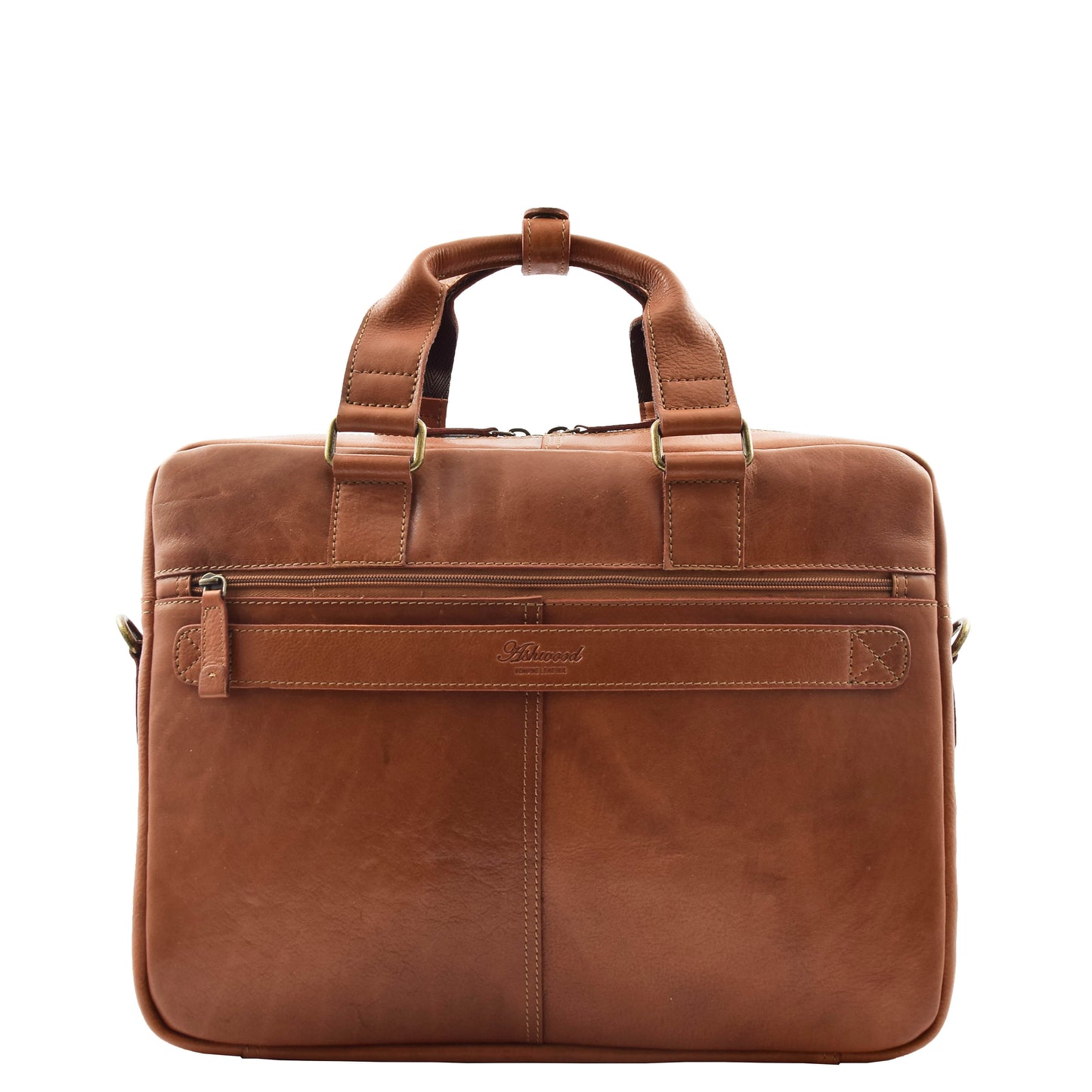 Mens Leather Laptop Organiser Briefcase HL341 Tan 2