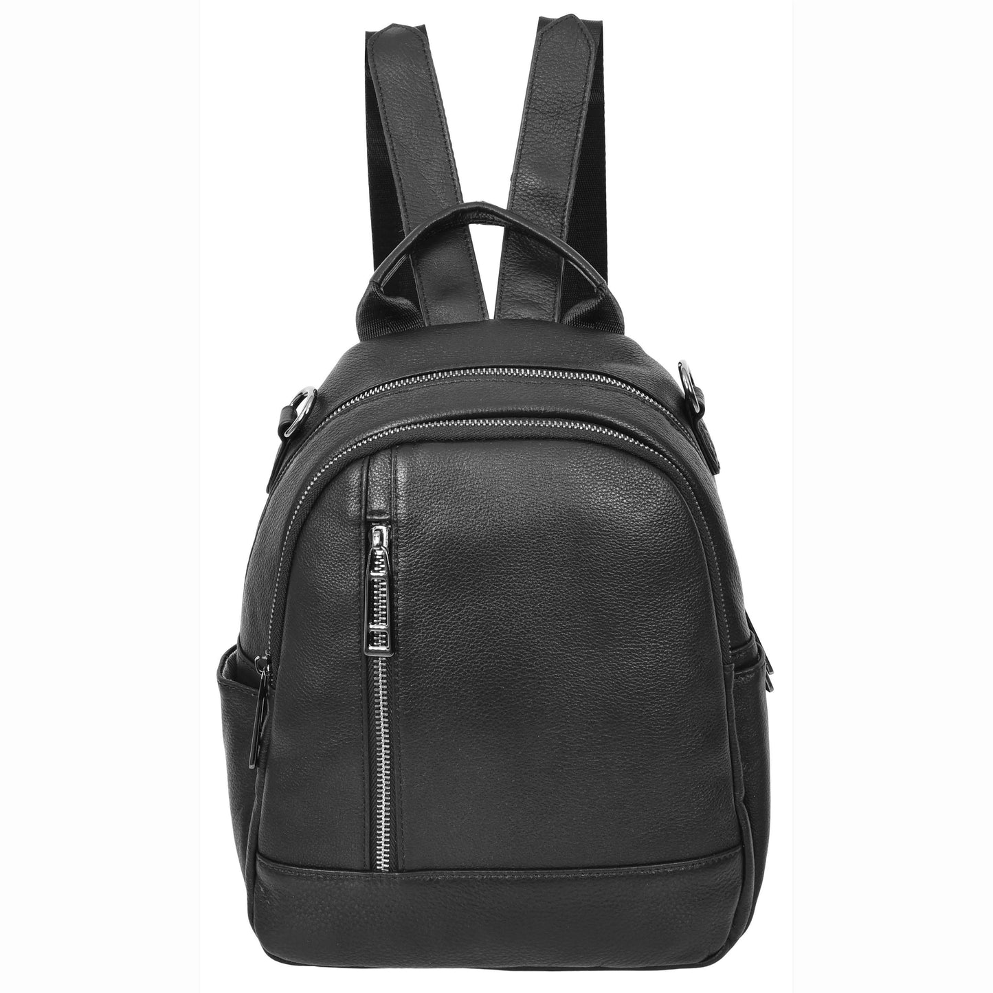 Womens Real Leather Casual Backpack Victoria Black 2