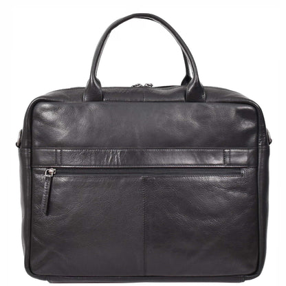 Vegetable Tanned Leather Briefcase Bag Satchel Laptop HOL3002 Black 2