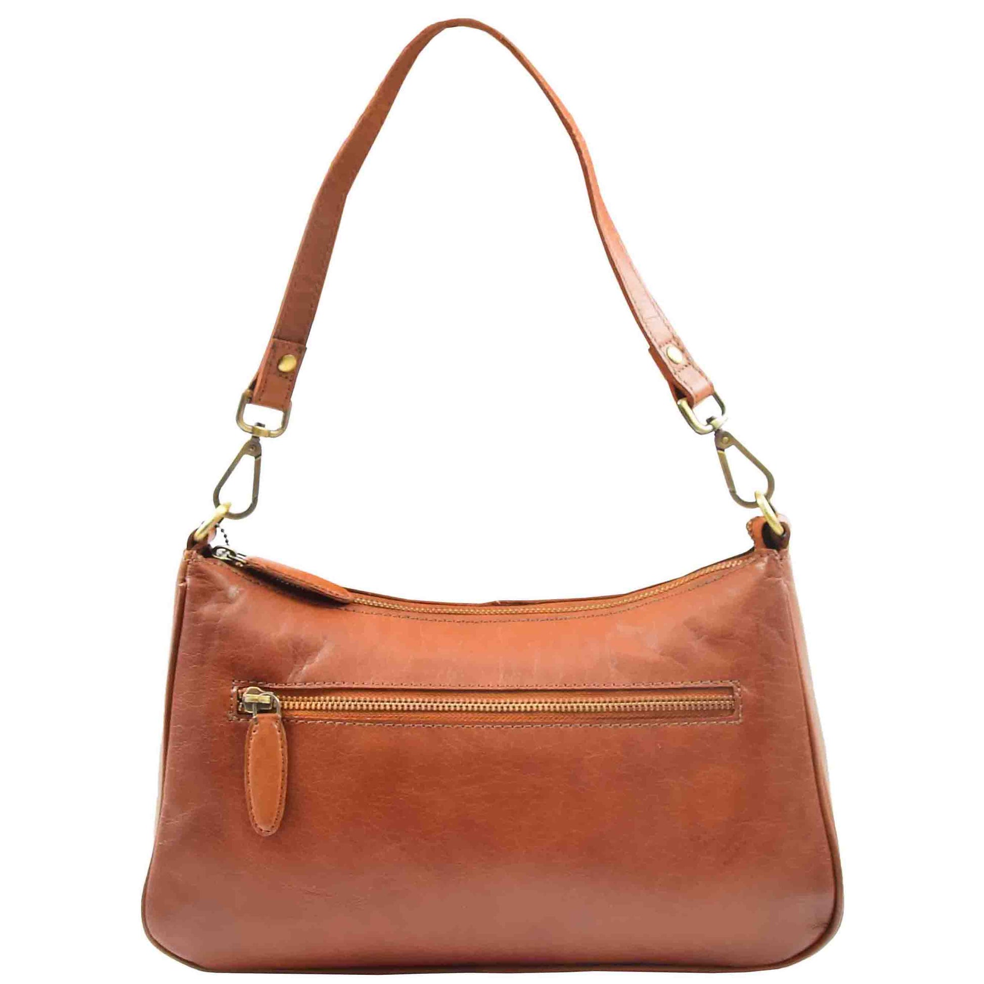 Womens Classic Leather Shoulder Cross Body Bag ATHENS Cognac 2