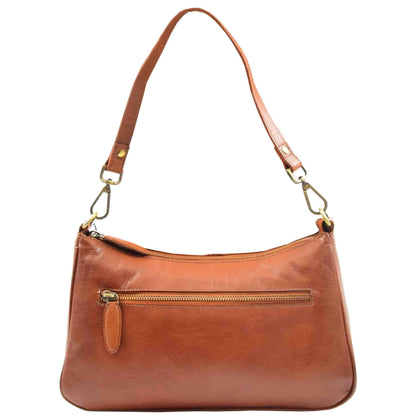 Womens Classic Leather Shoulder Cross Body Bag ATHENS Cognac 2