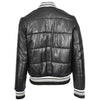 Womens Real Leather Puffer Bomber Jacket Dolly Black 2