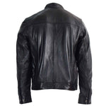 Mens Leather Cafe Racer Biker Jacket Charlie Black 2