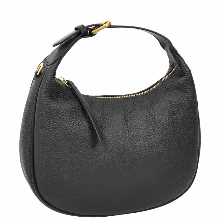 Women's Oval Shoulder Bag Leather Hobo Purse Dakota Black 2