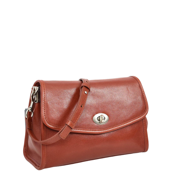 Women's Genuine Leather Flap-Over Crossbody Shoulder Bag with 2-in-1 Style Arden Burgundy