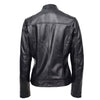 Womens Real Leather Biker Jacket Zip up Casual Connie Black 2