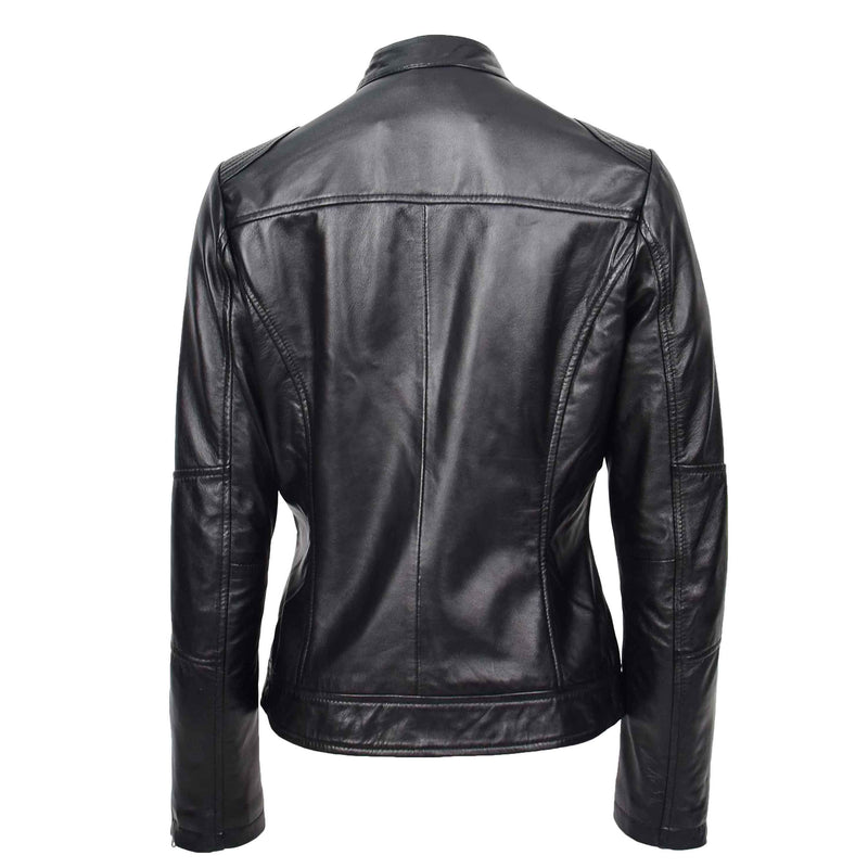 Acerra Women Cafe Racer Leather Jacket | Motorcycle Jacket – Decrum