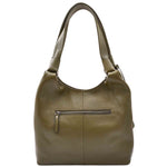 Womens Leather Shoulder Zip Opening Large Hobo Bag Kimberly Olive 2