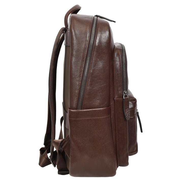 Real Leather Laptop Backpack Daypack Rucksack for Work & Travel Ridge Brown