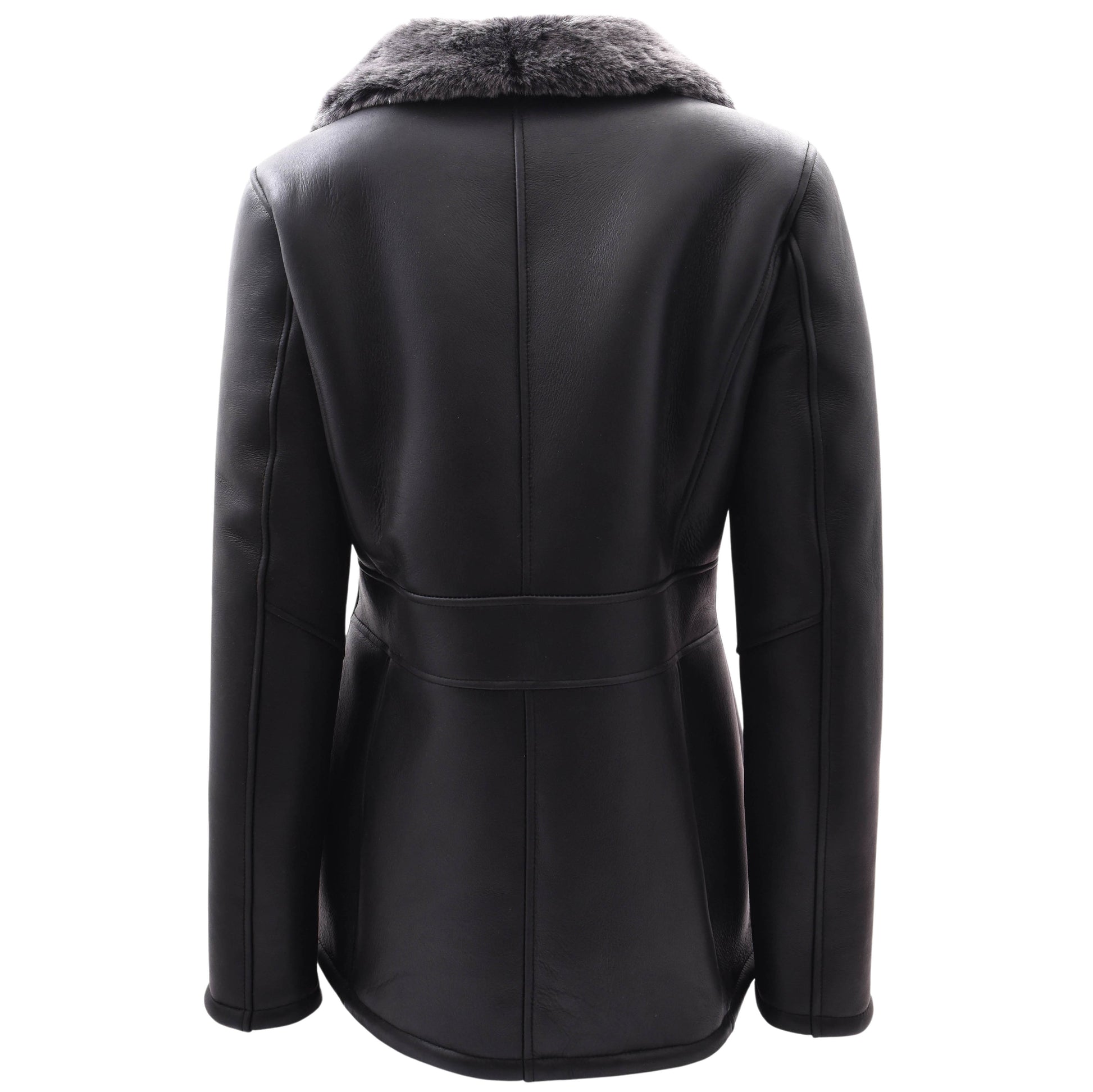 Womens Sheepskin Black Brisa Double Breasted Coat Bonnie 2