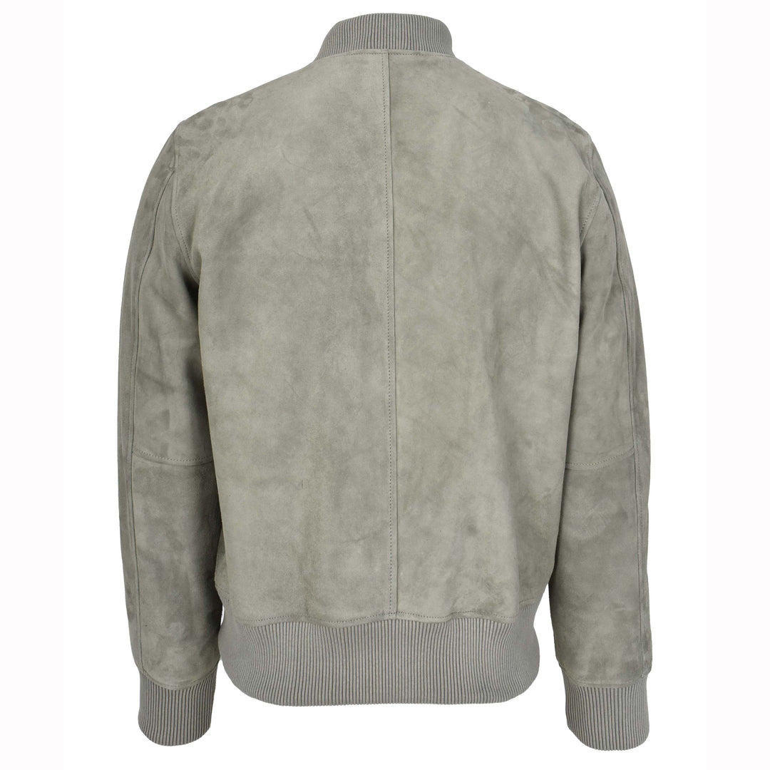 Mens Real Goat Suede Bomber Jacket MA-1 Varsity Design Ryan Grey