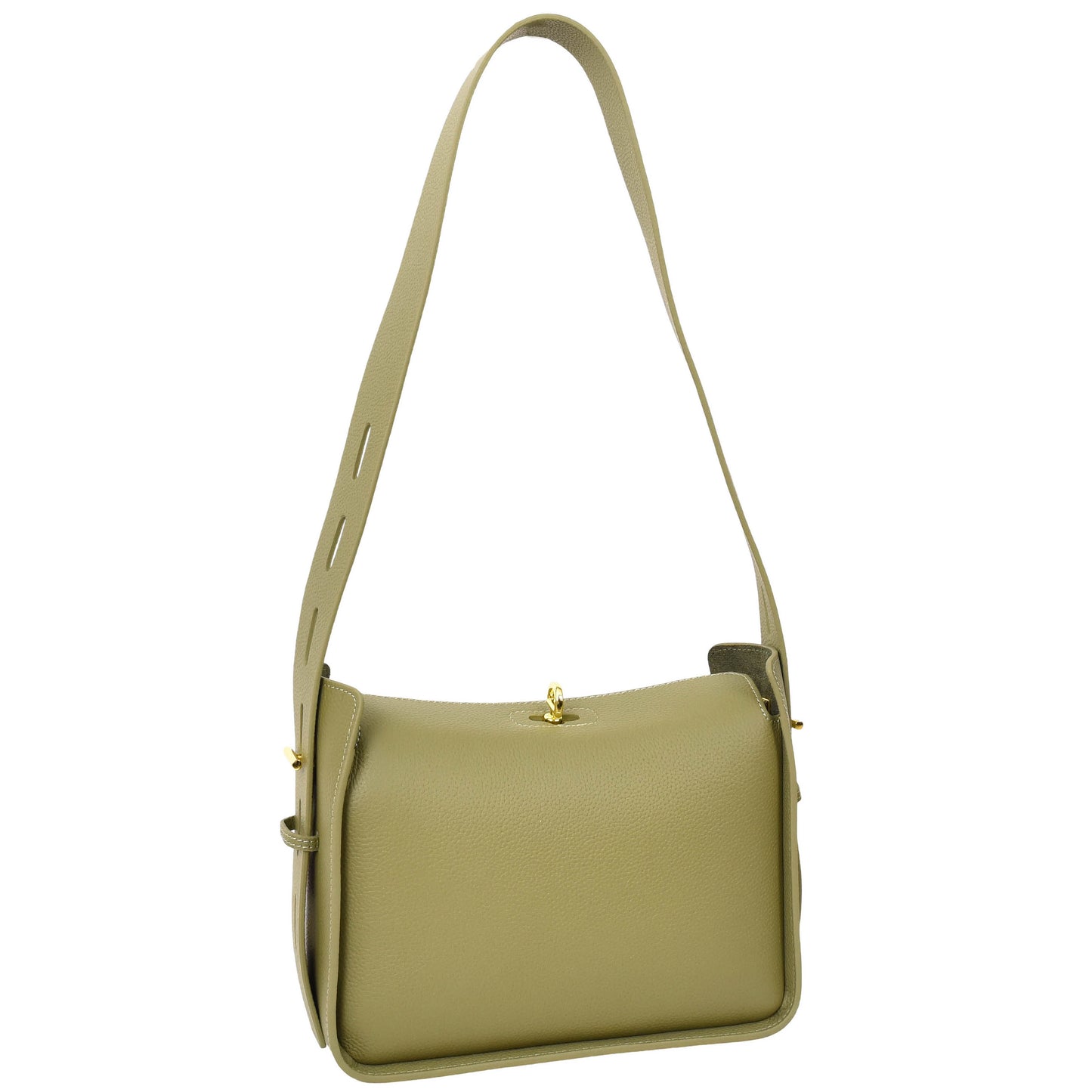 Womens Real Leather Classic Shoulder Bag Penelope Olive 2