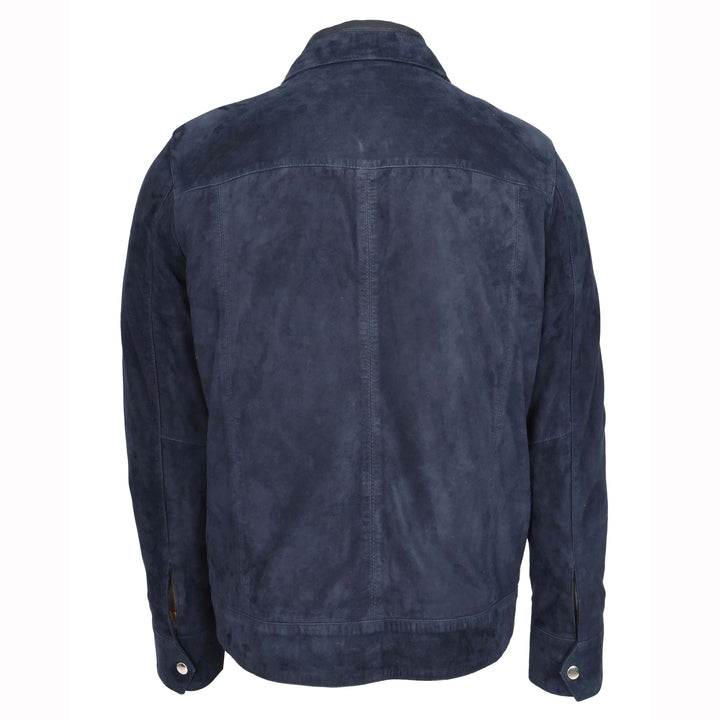 Mens Real Goat Suede Jacket Classic Zip Box Style Larry Navy 2