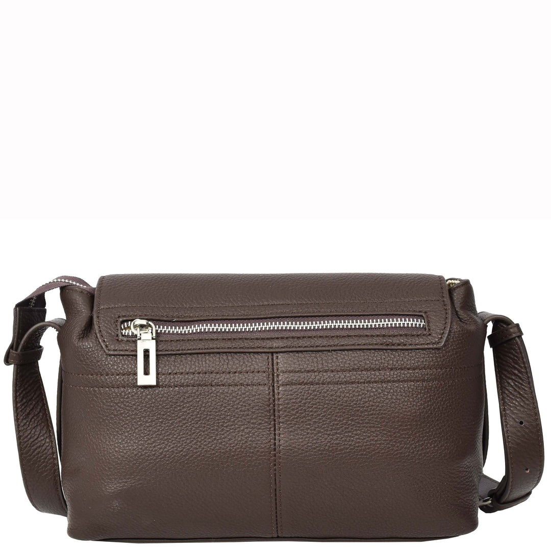 Women's Real Leather Satchel Shoulder Bag Adjustable Strap Renee Brown 2