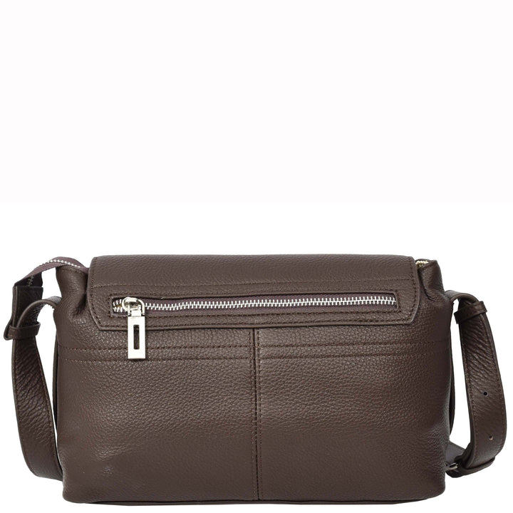 Women's Real Leather Satchel Shoulder Bag Adjustable Strap Renee Brown 2