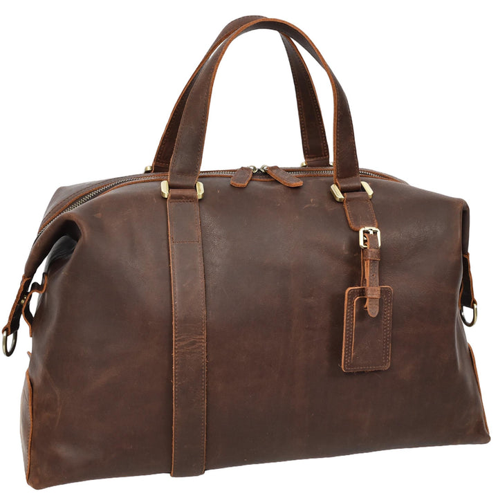 Leather Holdall Weekend Bag Aspen Rust Brown