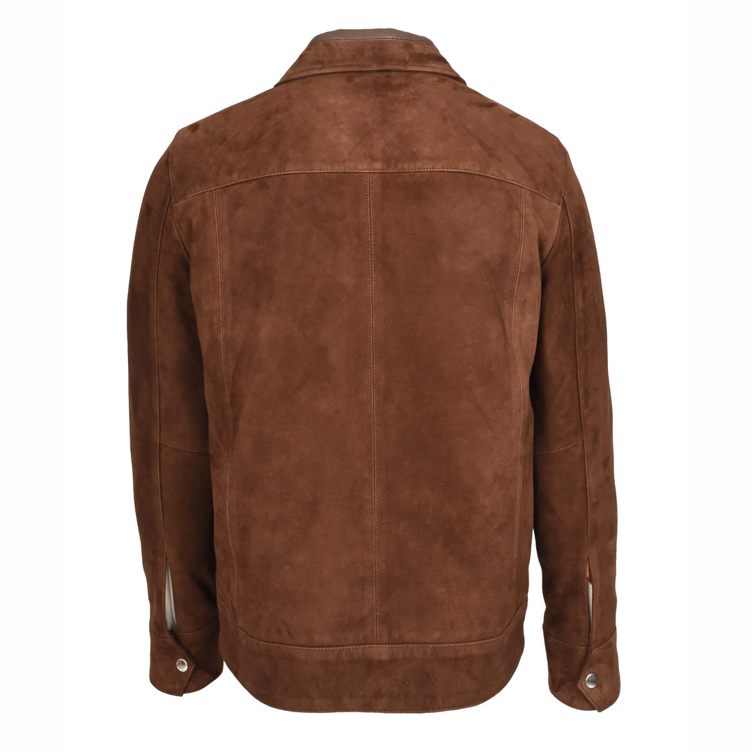 Mens Real Goat Suede Jacket Classic Zip Box Style Larry Rust Brown 2
