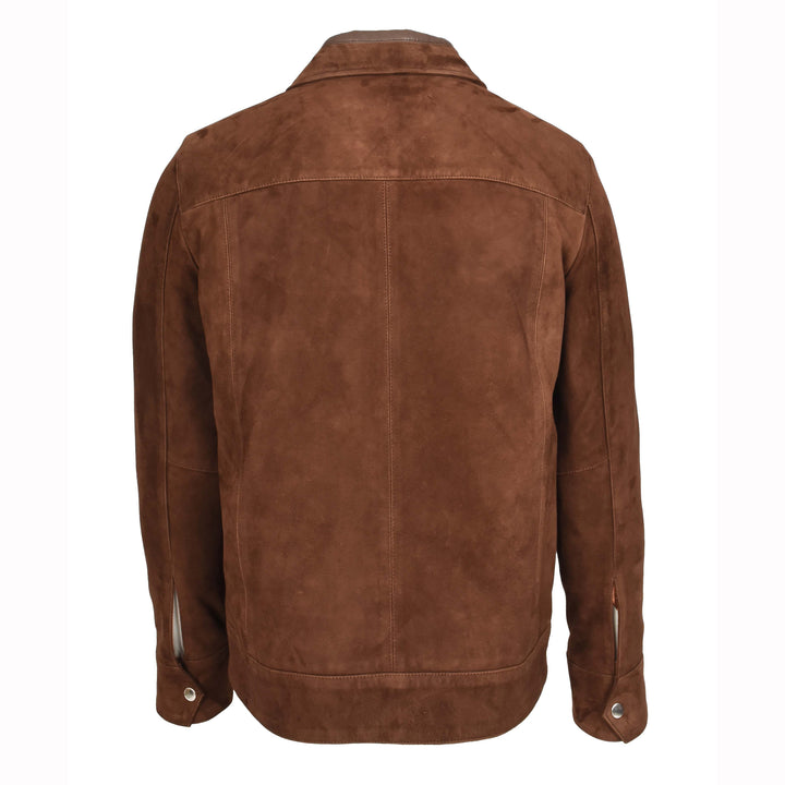 Mens Real Goat Suede Jacket Classic Zip Box Style Larry Rust Brown 2