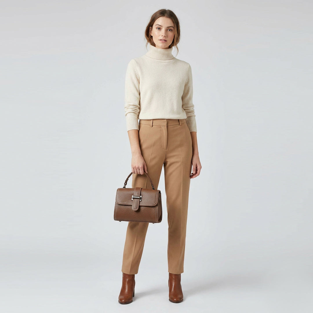 Womens Leather Shoulder Handbag Top Handle Crossbody Bag Polly Brown 2