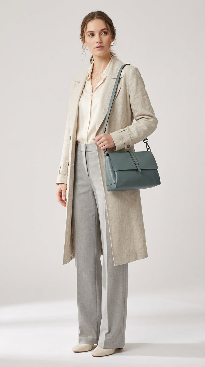 Women's Premium Leather Shoulder Bag 2-in-1 Style Handbag  Zelia Teal