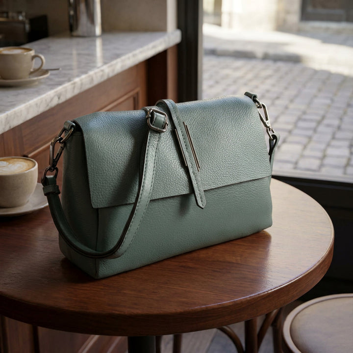 Women's Premium Leather Shoulder Bag 2-in-1 Style Handbag  Zelia Teal