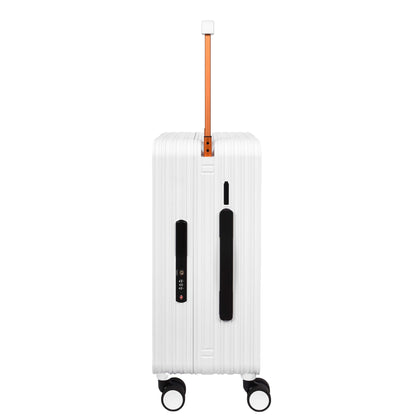 20" Cabin Size USB Port Suitcase Four Wheels Hard Shell Luggage Expedition White-4