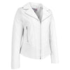 Womens Real Leather Biker Jacket Trendy Fitted Casual Style Emily White-4