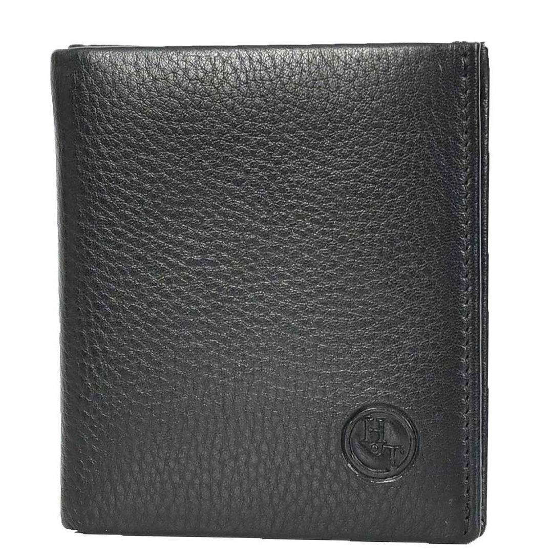 Premium Leather Mens Slim Bifold Credit Card Holder Coins ID Banknotes Wallet Calvi Black-2