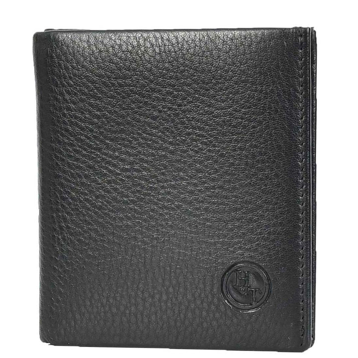 Premium Leather Mens Slim Bifold Credit Card Holder Coins ID Banknotes Wallet Calvi Black-2