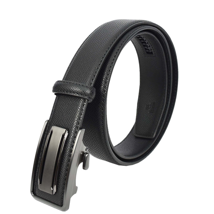 Mens Real Leather Adjustable Ratchet Automatic Casual Buckle Belt Luton Black