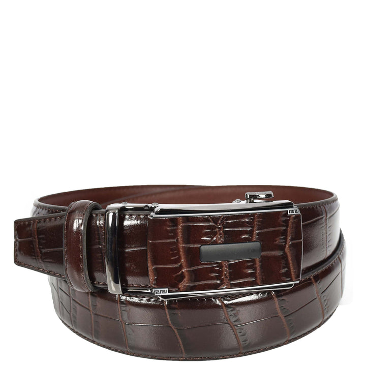 Real Leather Mens Adjustable Ratchet Buckle Belt Dress Suits Pants Every Day Wear Whistler Brown