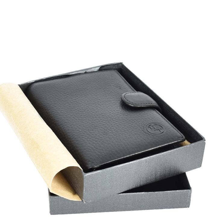 Real Leather Large Passport Holder Documents Boarding Pass ID Banknotes Wallet Neiva Black-6