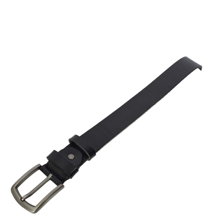 Mens Real Leather Belt Casual Style For Jeans Pants Work Everyday Wear Truro Black-3