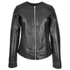 Womens Real Leather Collarless Jacket Classic Style Lottie Black-3